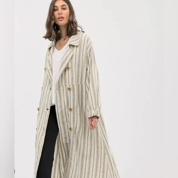 Free People Sweet Melody Striped Trench Coat - Picture 2 of 6